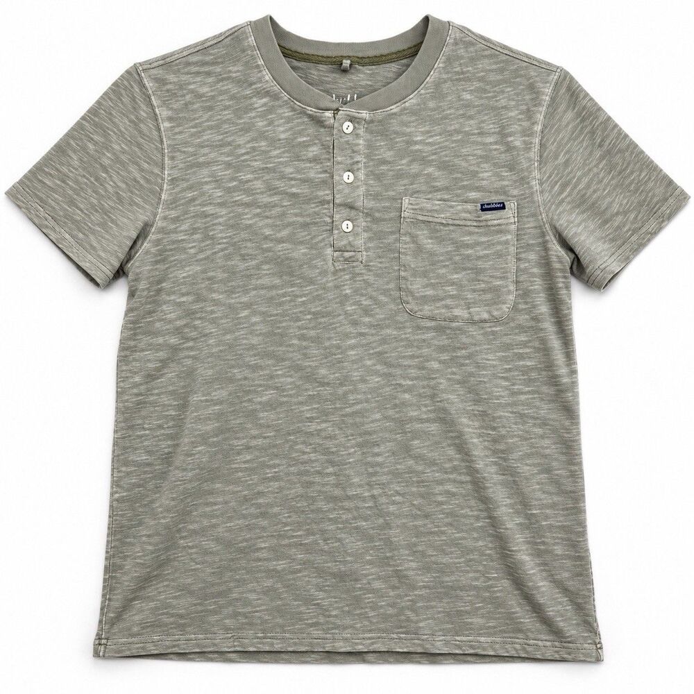 Chubbies Men's Sand Dollar Short Sleeve Henley Olive Green Space Dye S